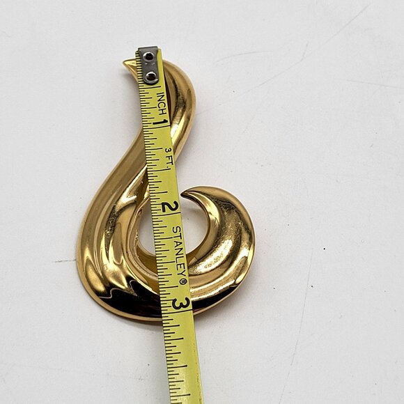VTG Monet Gold Tone Swirl Curved Abstract Brooch Pin - Picture 3 of 6
